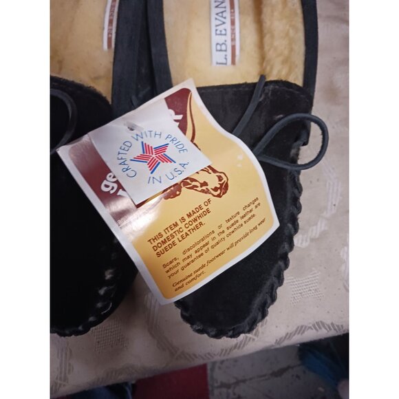 LB Evans Men's Slip On Fur Lined Leather Slippers size 10 NEW - Picture 4 of 4